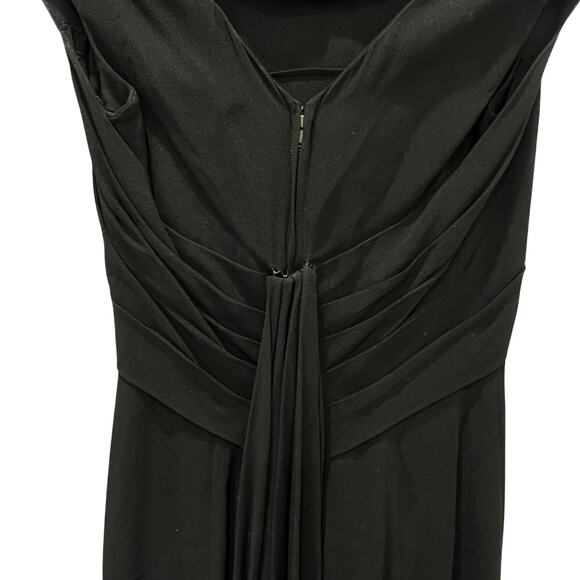 Vintage  Black Cocktail Dress Cap Sleeves Train Size Medium Hatlileu - Picture 9 of 14